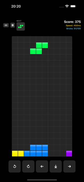 uTetris mid-game score